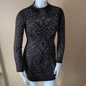 Women's Black Studded Bodycon Dress - Size M